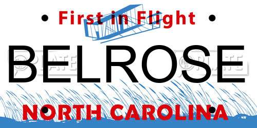 BELROSE North Carolina License Plate