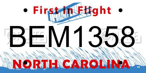 BEM1358 North Carolina License Plate
