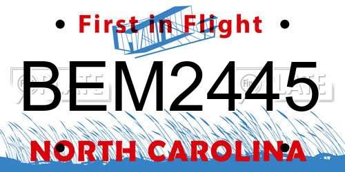 BEM2445 North Carolina License Plate