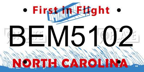 BEM5102 North Carolina License Plate