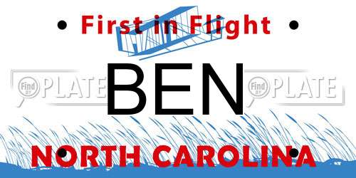 BEN North Carolina License Plate