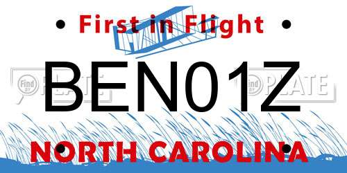 BEN01Z North Carolina License Plate