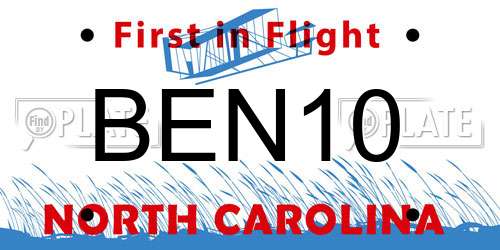 BEN10 North Carolina License Plate