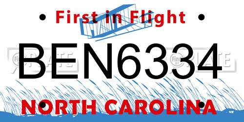 BEN6334 North Carolina License Plate