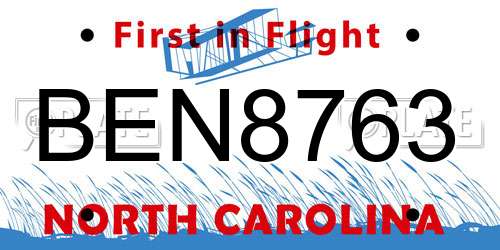 BEN8763 North Carolina License Plate