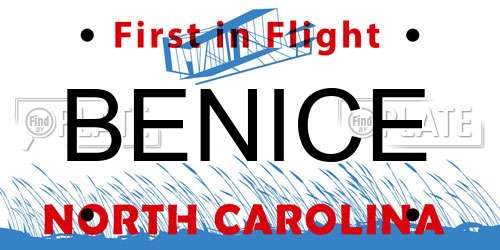 BENICE North Carolina License Plate