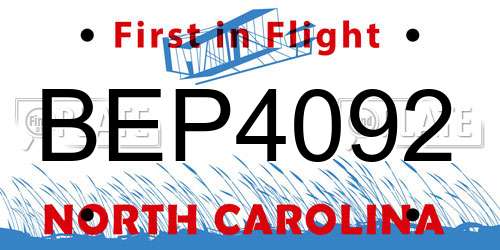 BEP4092 North Carolina License Plate