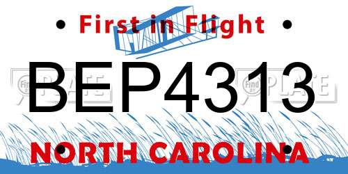 BEP4313 North Carolina License Plate