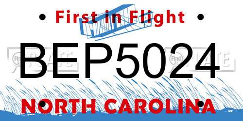 BEP5024 North Carolina License Plate