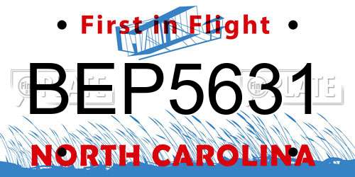 BEP5631 North Carolina License Plate