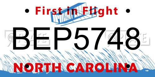 BEP5748 North Carolina License Plate