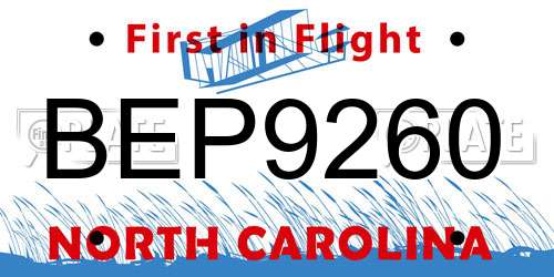 BEP9260 North Carolina License Plate