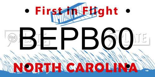 BEPB60 North Carolina License Plate
