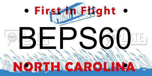 BEPS60 North Carolina License Plate