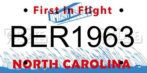 BER1963 North Carolina License Plate