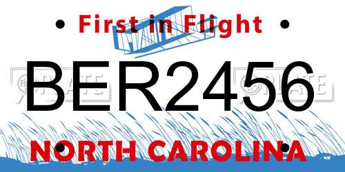 BER2456 North Carolina License Plate