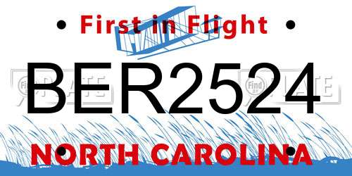 BER2524 North Carolina License Plate