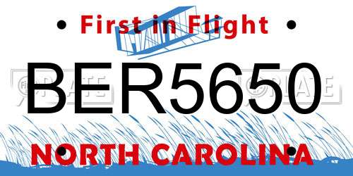 BER5650 North Carolina License Plate