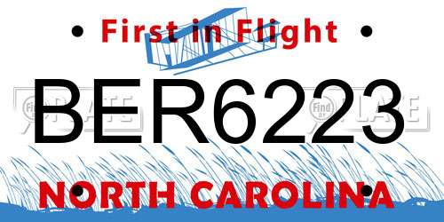 BER6223 North Carolina License Plate