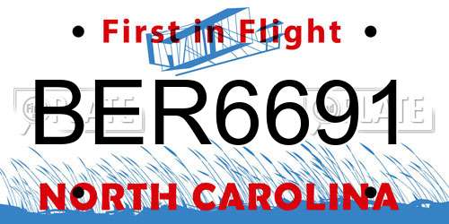 BER6691 North Carolina License Plate