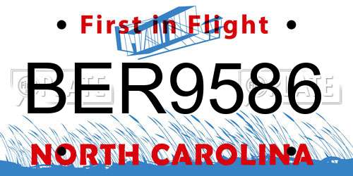 BER9586 North Carolina License Plate