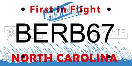 BERB67 North Carolina License Plate