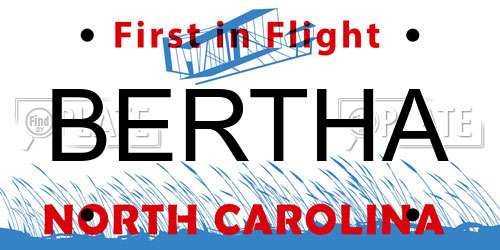 BERTHA North Carolina License Plate