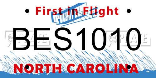 BES1010 North Carolina License Plate