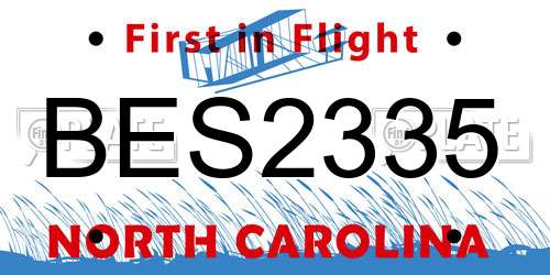 BES2335 North Carolina License Plate