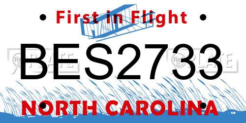 BES2733 North Carolina License Plate