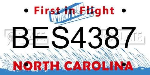 BES4387 North Carolina License Plate