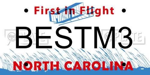 BESTM3 North Carolina License Plate