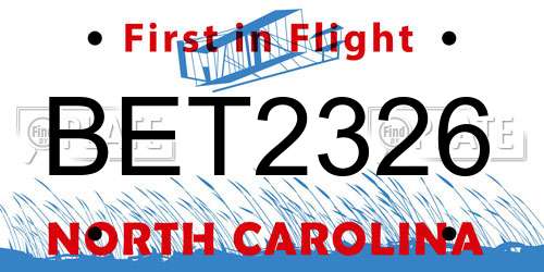 BET2326 North Carolina License Plate