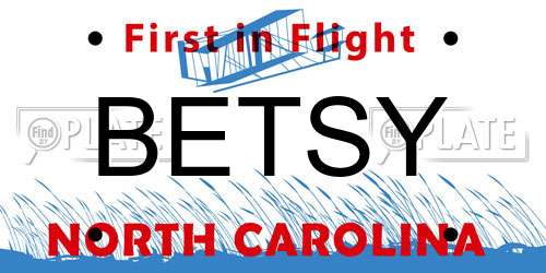BETSY North Carolina License Plate