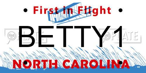 BETTY1 North Carolina License Plate