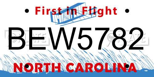 BEW5782 North Carolina License Plate