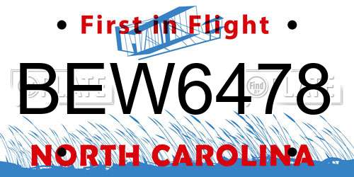 BEW6478 North Carolina License Plate