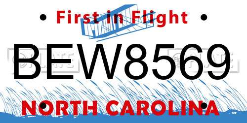 BEW8569 North Carolina License Plate