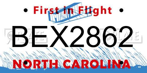 BEX2862 North Carolina License Plate