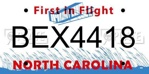BEX4418 North Carolina License Plate