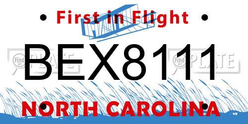 BEX8111 North Carolina License Plate