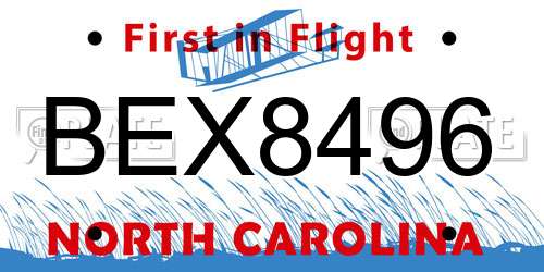 BEX8496 North Carolina License Plate