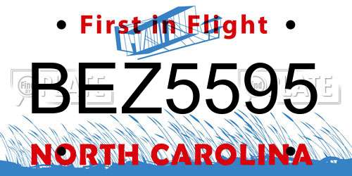 BEZ5595 North Carolina License Plate