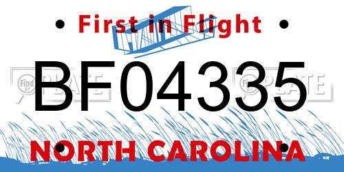 BF04335 North Carolina License Plate