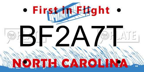 BF2A7T North Carolina License Plate