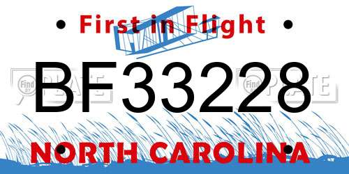 BF33228 North Carolina License Plate