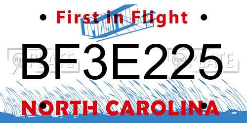 BF3E225 North Carolina License Plate