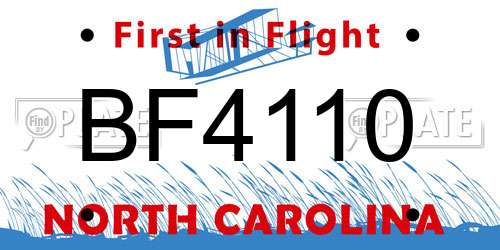 BF4110 North Carolina License Plate