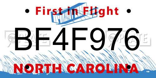 BF4F976 North Carolina License Plate