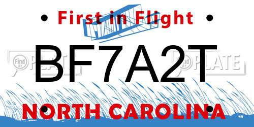 BF7A2T North Carolina License Plate